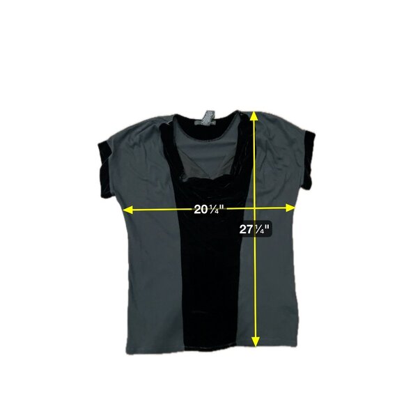 Calvin Klein Jeans Black Draped Velvet Accent Short Sleeved Top Sz Large - Picture 6 of 10